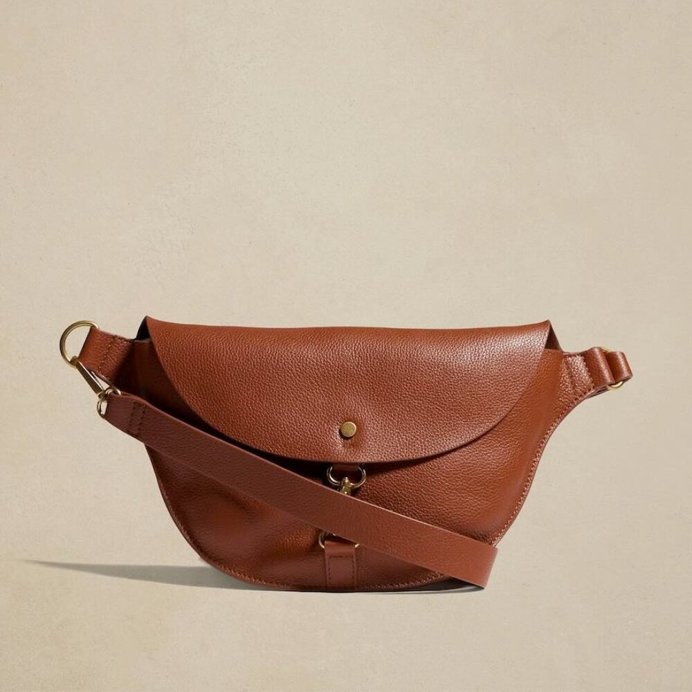 Banana Republic Leather Crossbody Belt Bag- BROWN